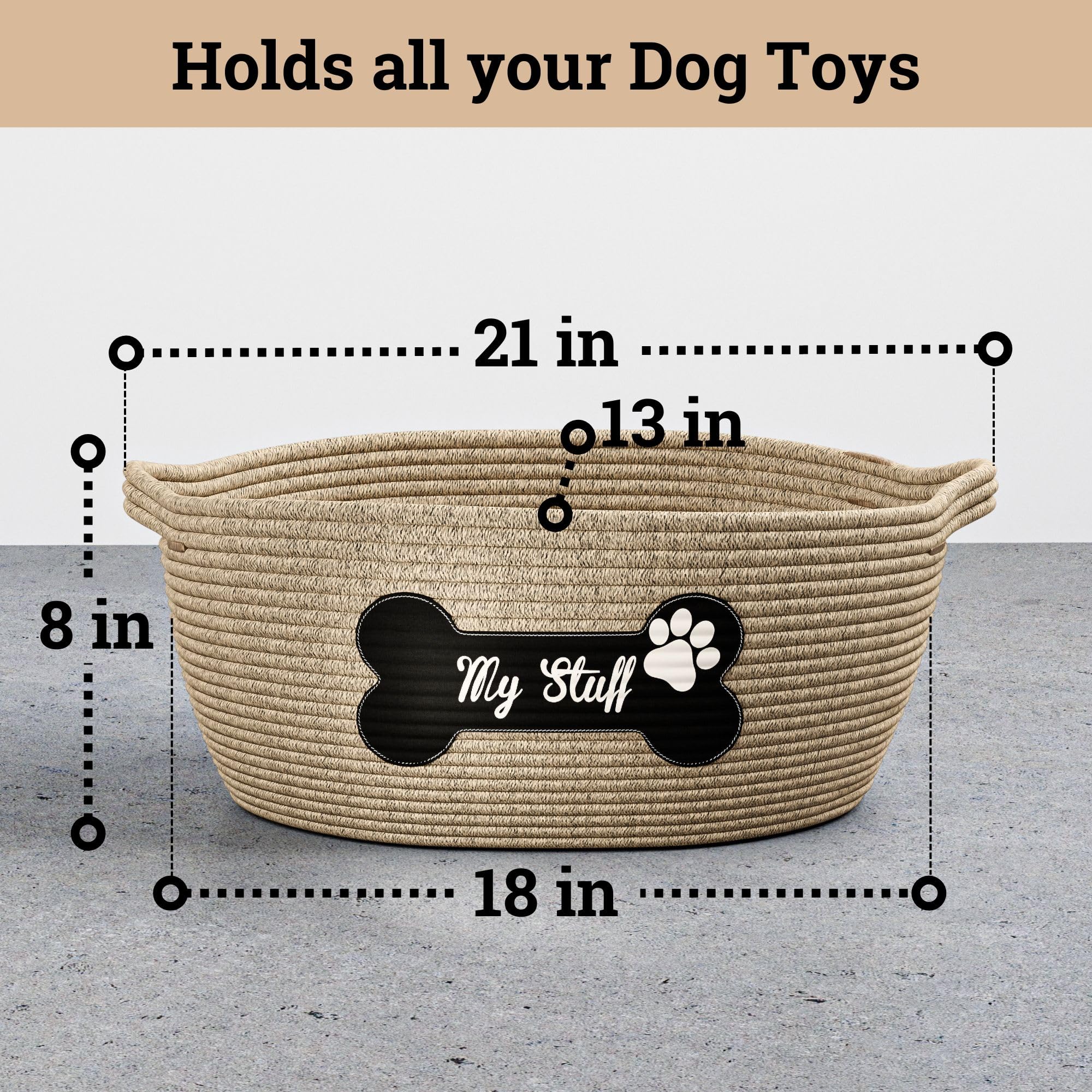 HB Design Co Panier à jouets chien, couture sécurisée et sans danger.