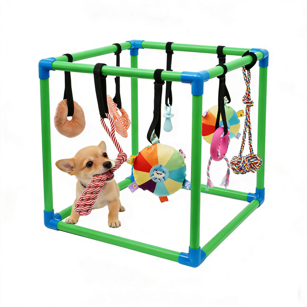 HBLEDOT Puppy Play Gym, cadre PVC robuste pour chiots, sécurité et durabilité.