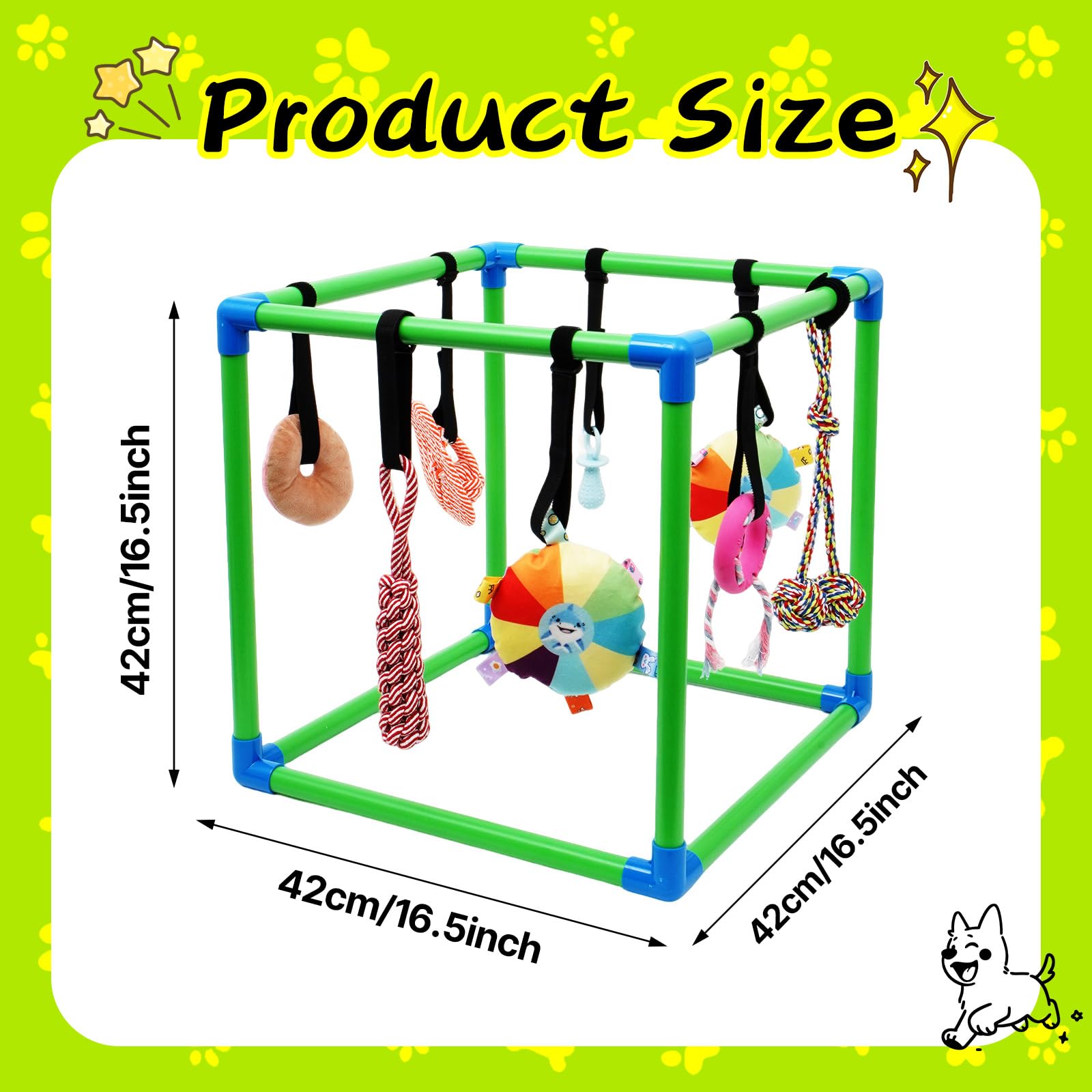 HBLEDOT Puppy Play Gym, sangles élastiques pour jeux indépendants et réglables.