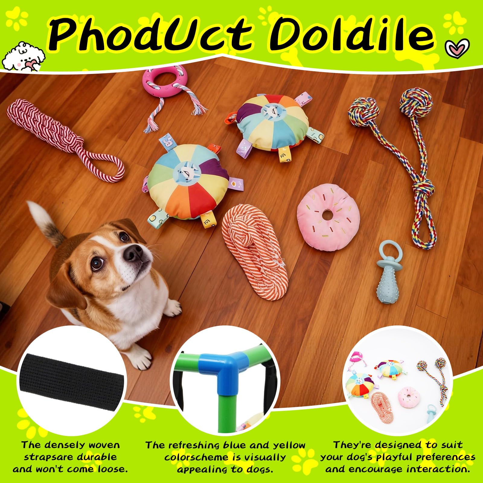 HBLEDOT Puppy Play Gym, cadre sûr et stimulant pour jeunes chiots.