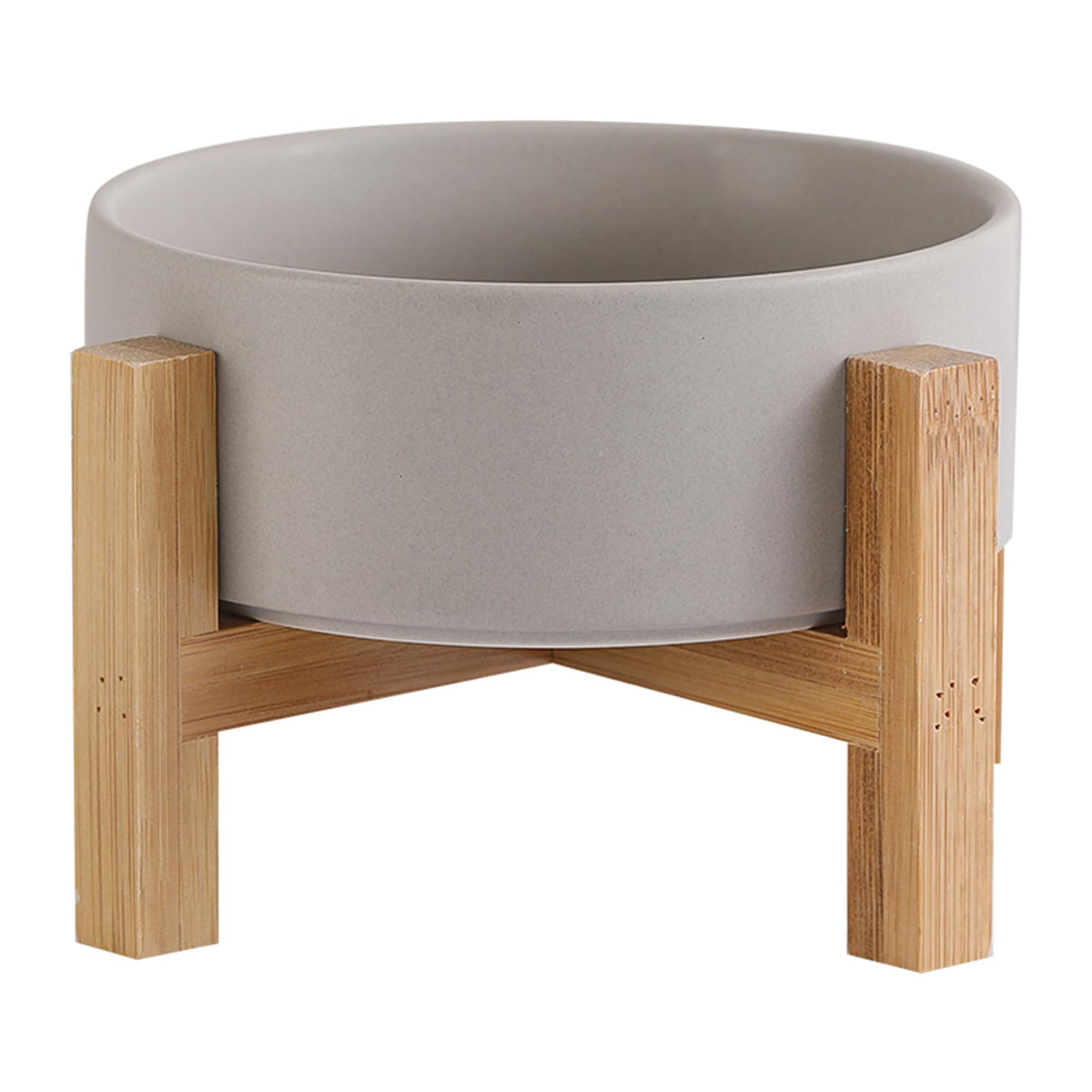 HCHLQLZ bol chat en céramique sur socle bambou, confort alimentaire élégant.