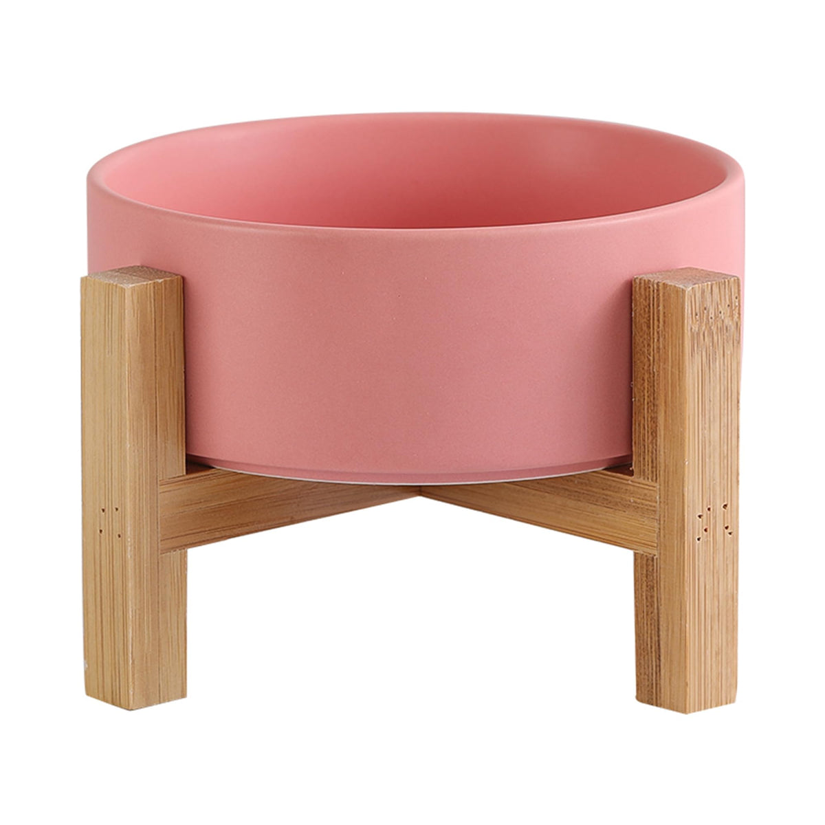 HCHLQLZ bol chat ceramique elevé sur bambou rose, confort alimentaire amélioré.