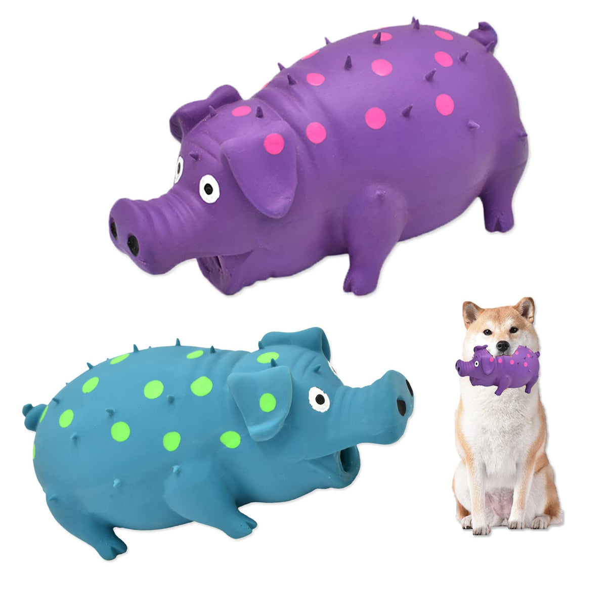 Jouet cochon-siffleur HCHYEY bleu attire l’attention du chien grâce au son.