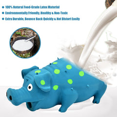 Cochon-latex durable violet, texture souple et retour élastique.