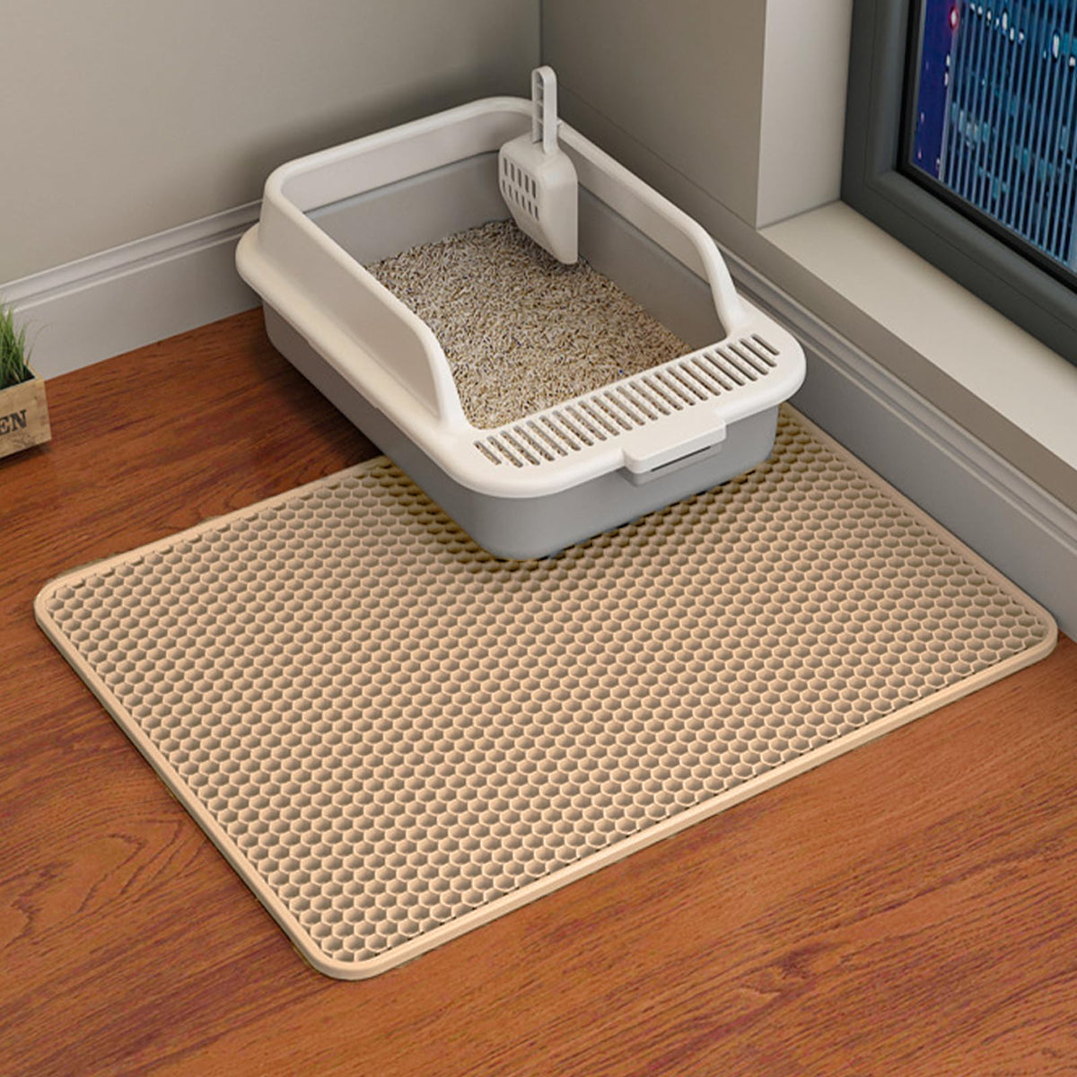 HCY&WLD tapis litière double structure et grille large capture les débris