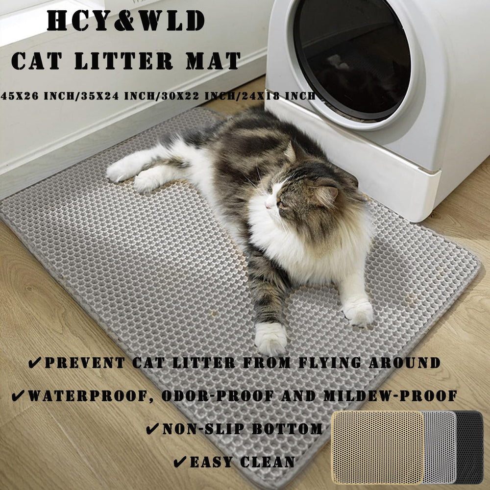 HCY&WLD Tapis litière chat double couche 35x24 po – arrière, antidérapant et étanche au sol.