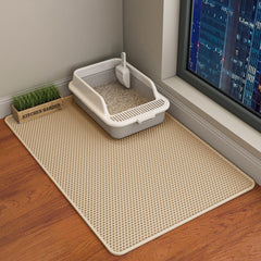HCY&WLD Tapis litière chat double couche 35x24 po – avant, capte les grains et évite les dégâts.