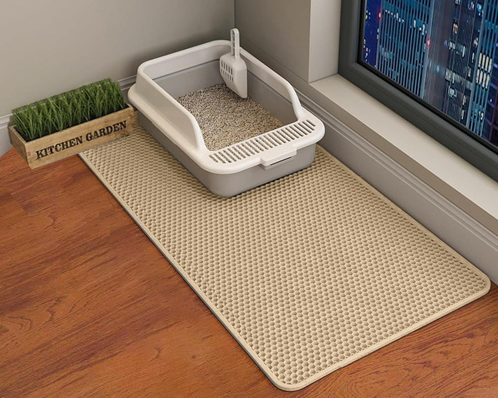 HCY&WLD Tapis Litière Chat Double-Couche capture les grains et protège le sol.