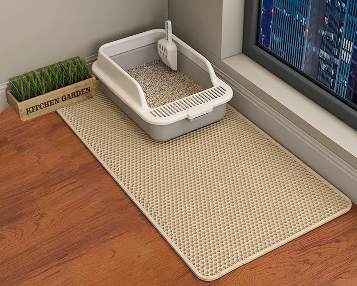 HCY&WLD Tapis Litière Chat Double-Couche capture les grains et protège le sol.