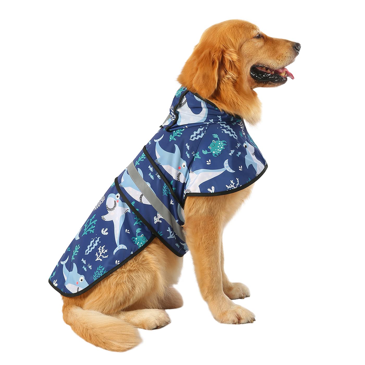 HDE imperméable chien avec capuche réfléchissante pour meilleure visibilité.