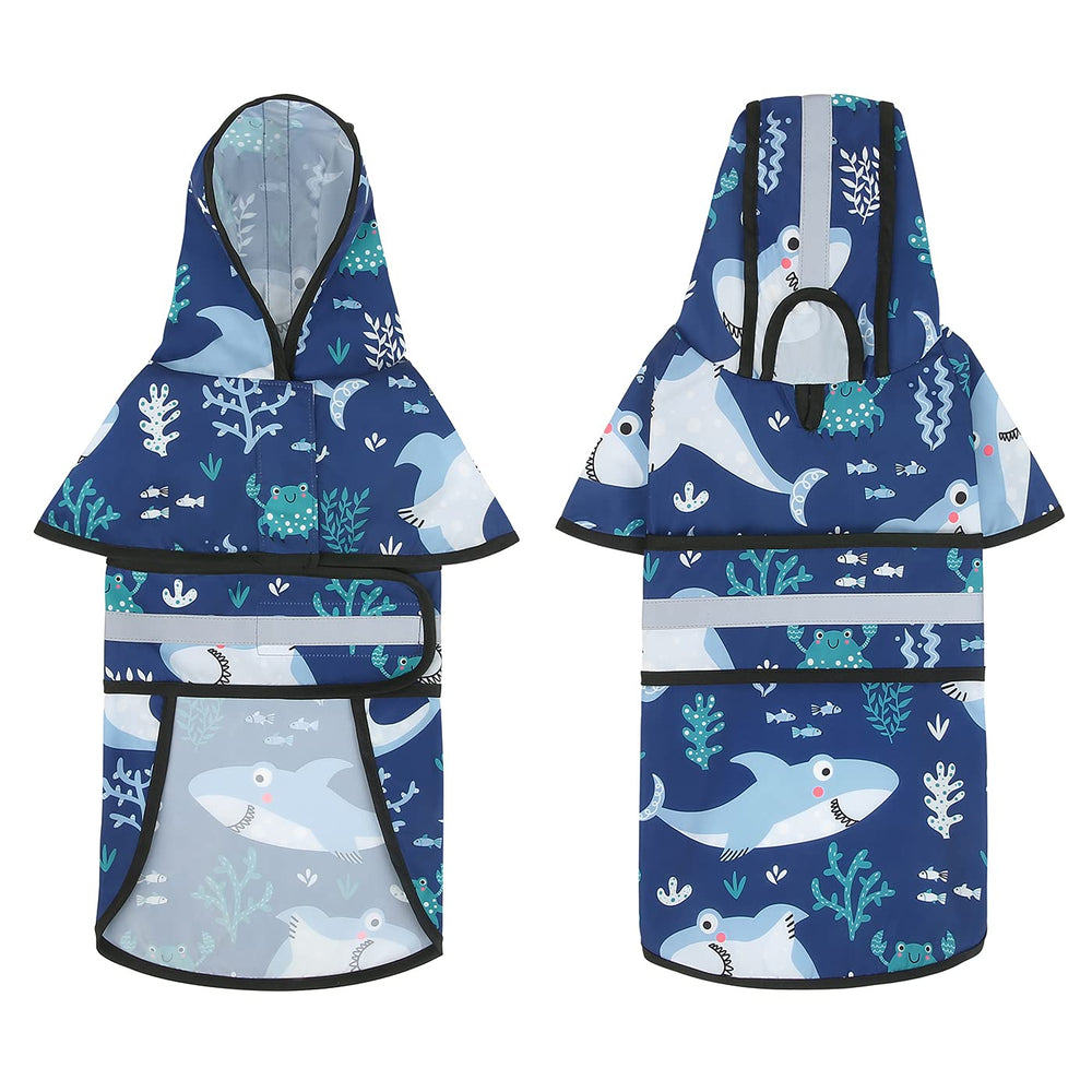 HDE manteau chien imperméable au motif requin, look ludique et sûr