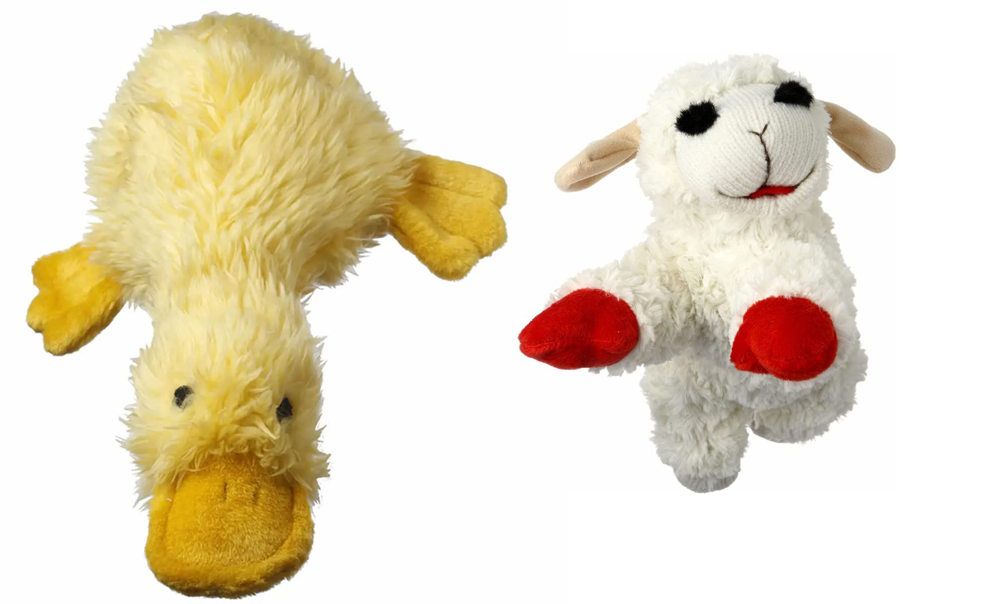 HDP Duckworth jaune et Lambchop blanc, jouet peluche pour le jeu et le câlin.