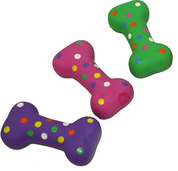 HDP os en latex avec couinement, pack de 3, stimule le jeu et masse les gencives