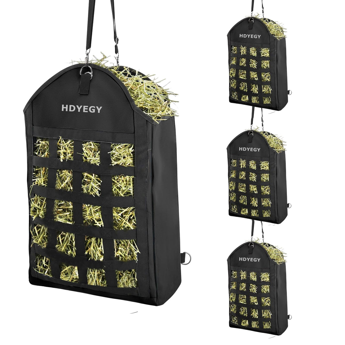 HDYEGY sac d'alimentation à ouverture large pour foin, pratique et rapide.