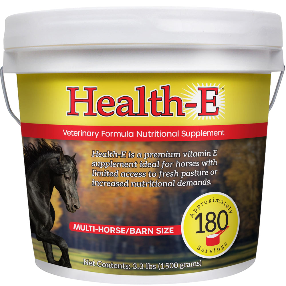 Health-E vitamine E poudre: haute teneur pour chevaux actifs et nutrition quotidienne.