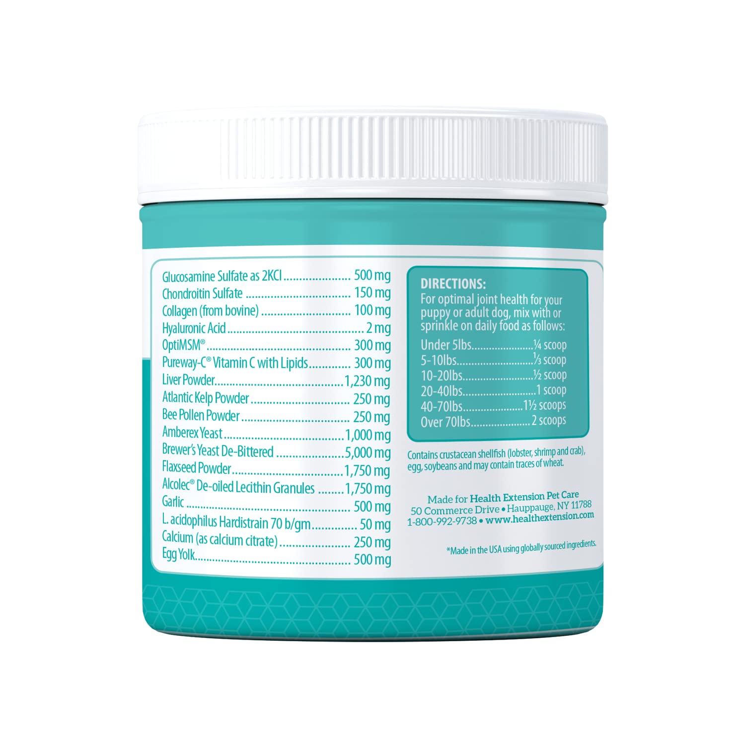 Health Extension, dosage facile, poudre fromage intégrée à l’alimentation.