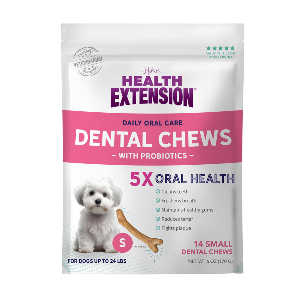 Health Extension Probiotic Dental Bones améliore les dents propres du chien.