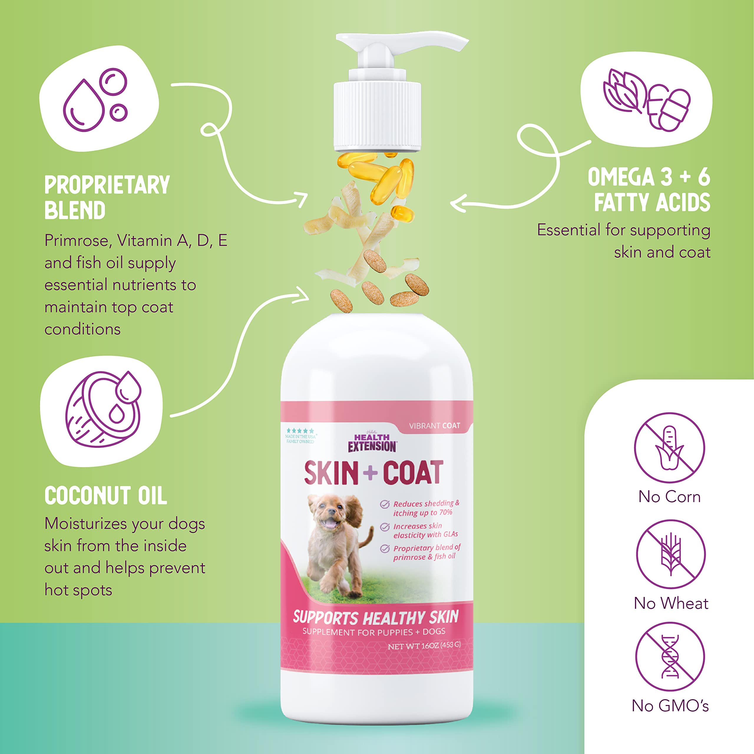 Health Extension Skin et Coat: ajout facile à la nourriture quotidienne.