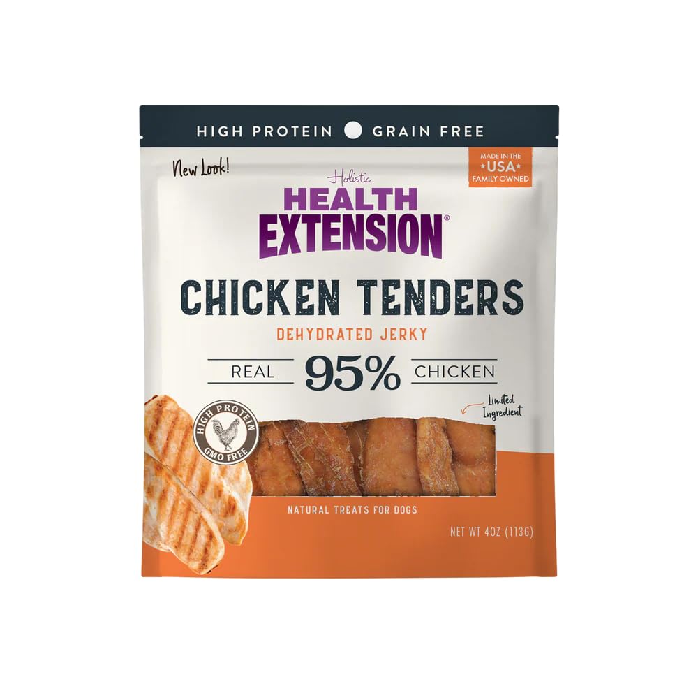 Health Extension Tendres Poulet Sans Graines – vue paquet croquant prêt pour l'entraînement.