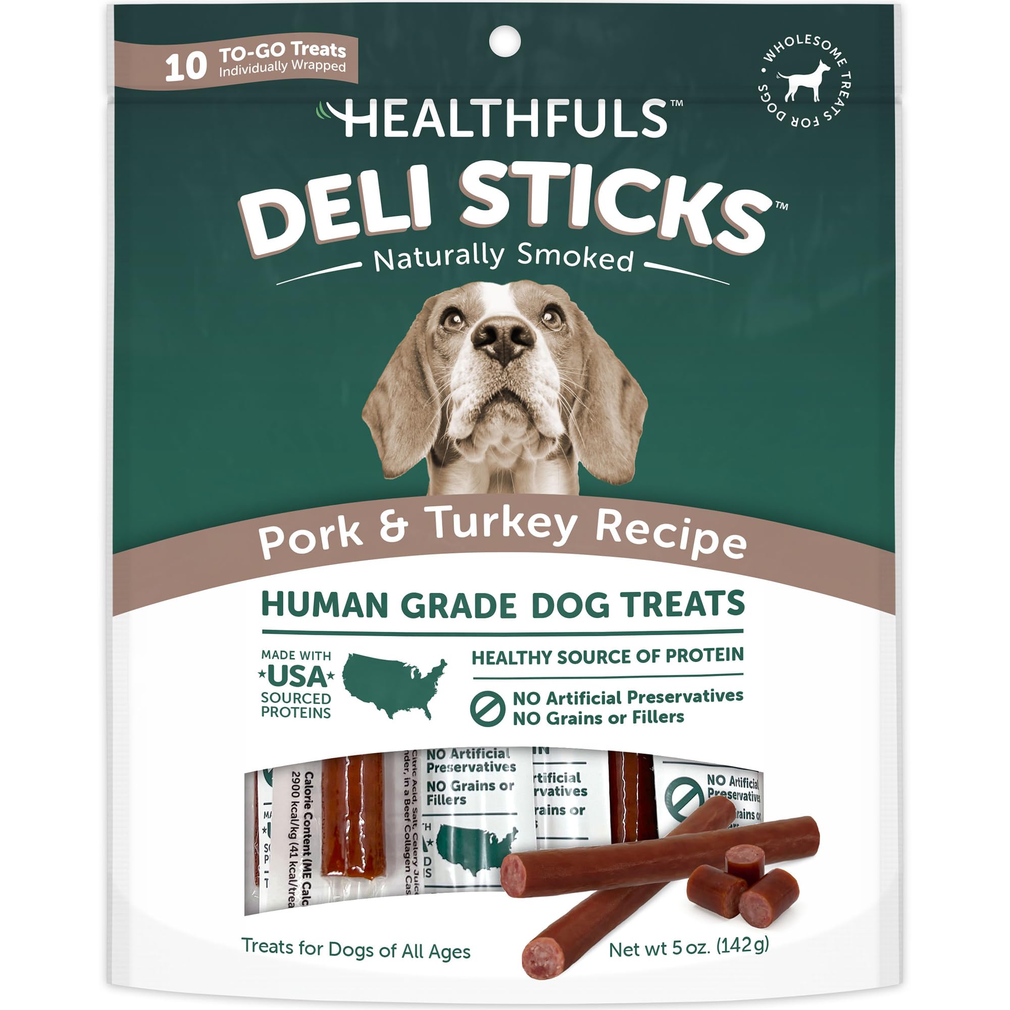 Healthfuls Deli Sticks porc-dinde - friandise pratique à emporter pour chiens.