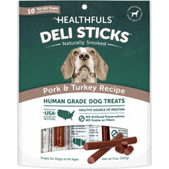Healthfuls Deli Sticks porc-dinde - friandise pratique à emporter pour chiens.