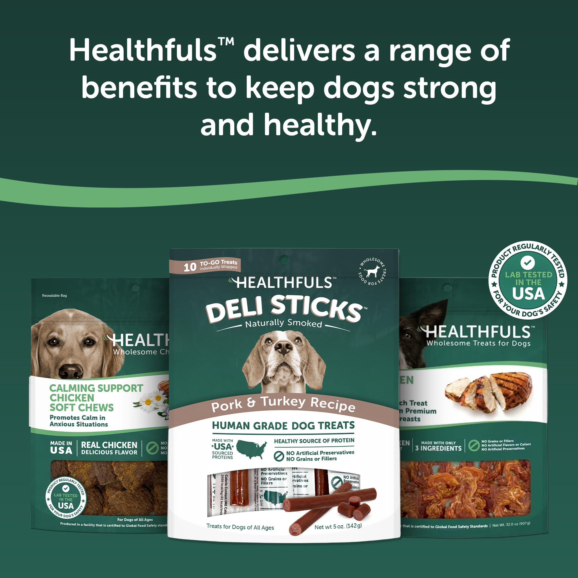 Healthfuls Deli Sticks porc-dinde - idéale comme collation rapide pour chiens.