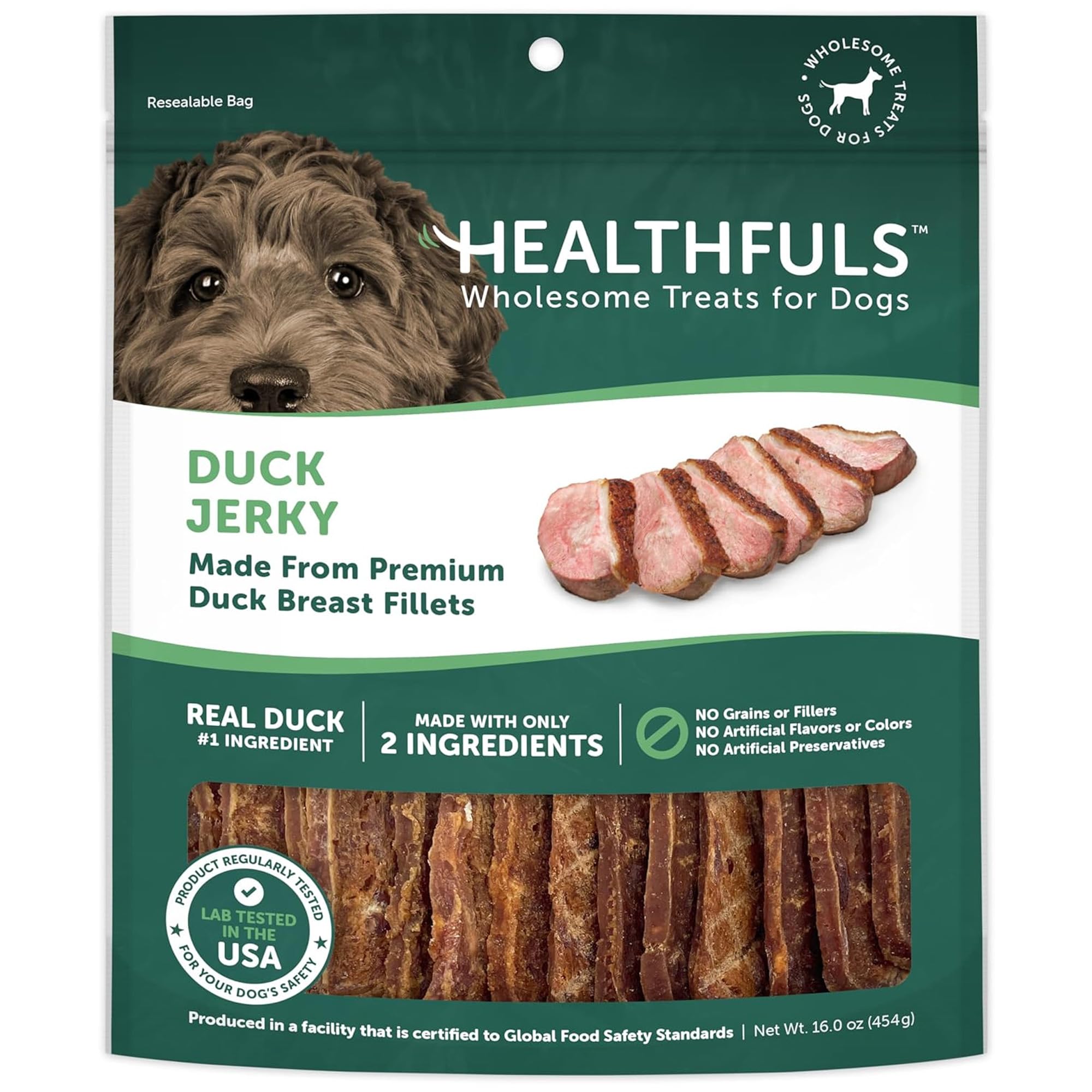 HEALTHFULS Ducky Jerky – tranches de canard riches en protéines pour chiens.