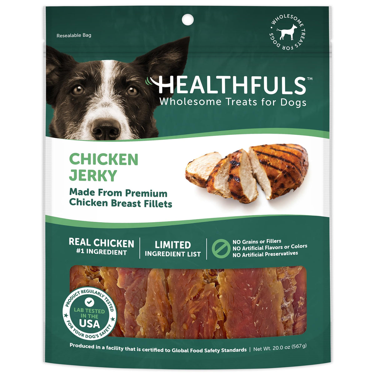 HEALTHFULS Westminster Wag Tails Jerky : emballage pratique pour les repas nomades.