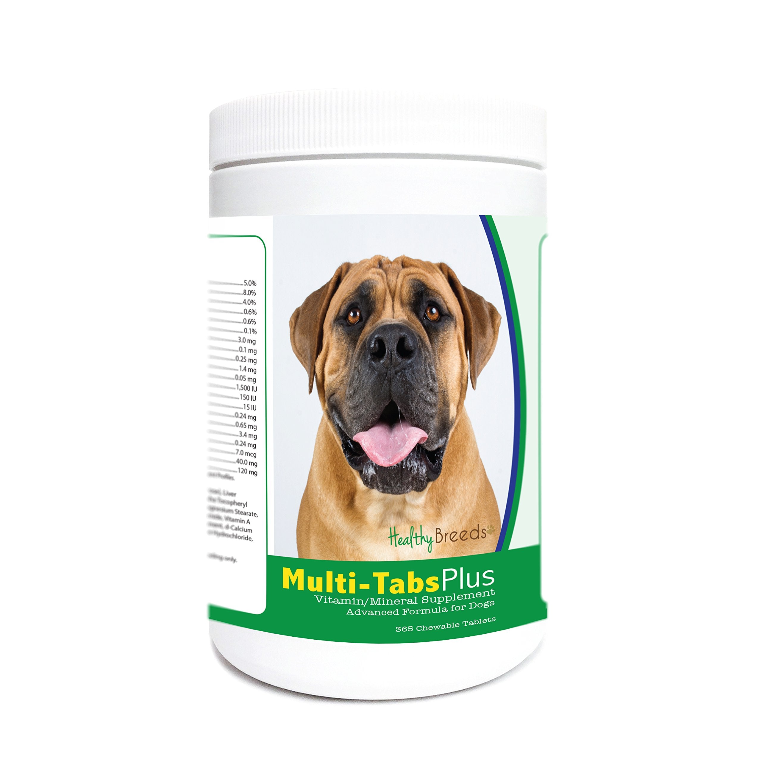 Healthy Breeds Boerboel Multi-Tabs Plus comprimés à mâcher saveur foie, énergie potentielle et peau saine.