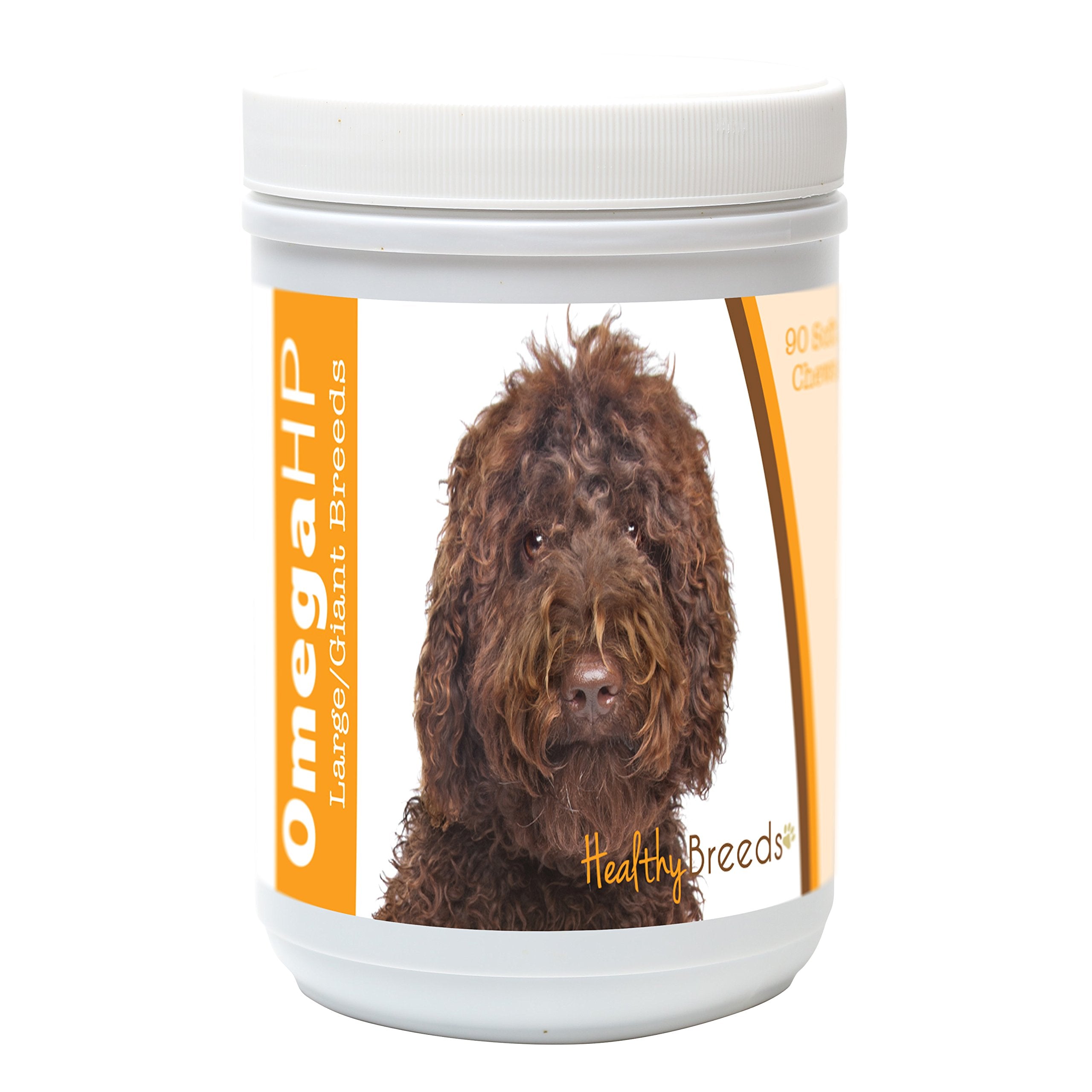 Healthy Breeds Labradoodle Omega HP en emballage, soutien potentiel peau et pelage.