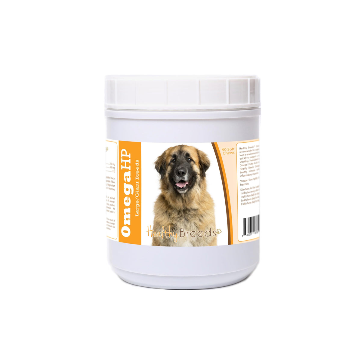 Healthy Breeds Omega HP flacon: soutien potentiel pour pelage soyeux et peau saine du chien.