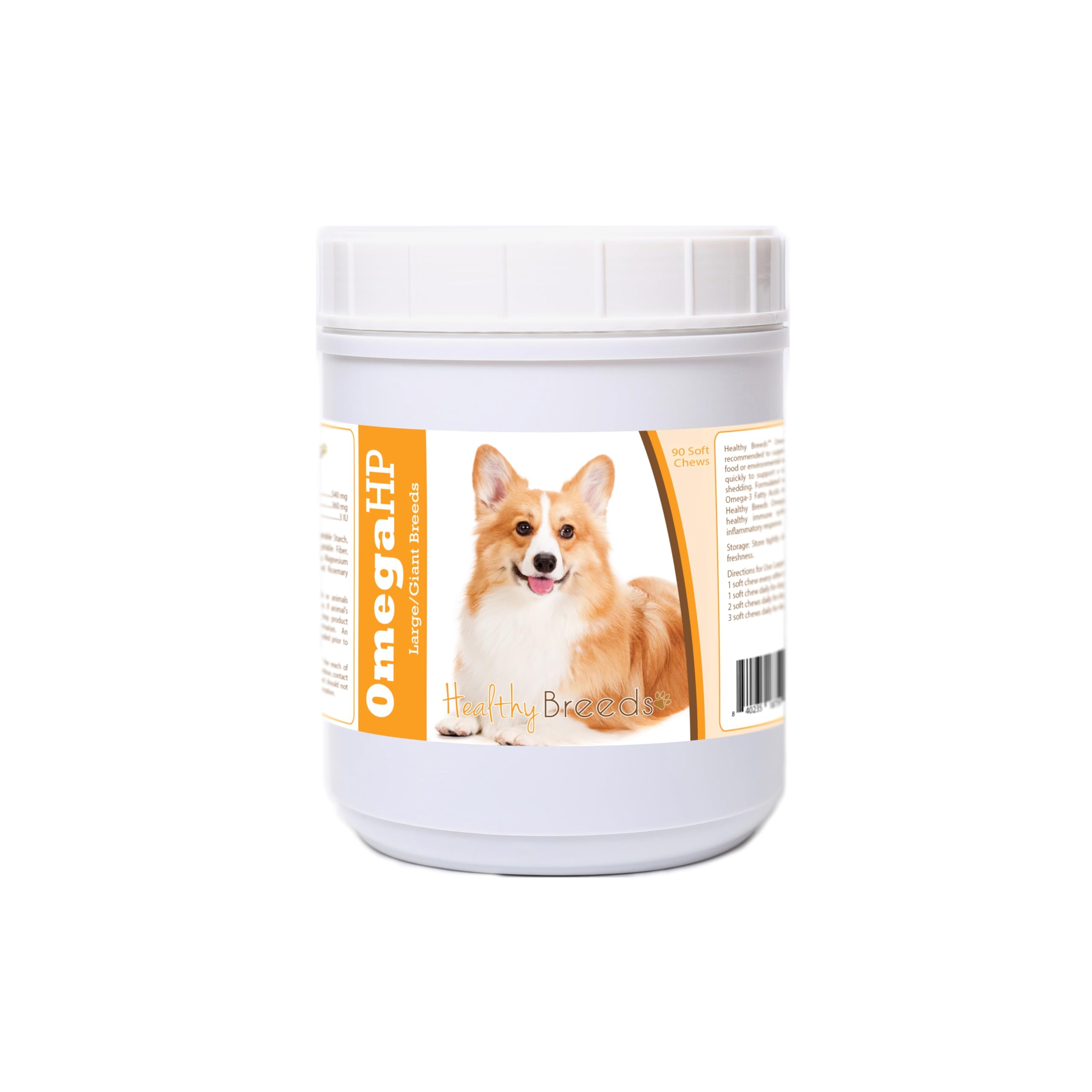 Healthy Breeds Omega HP, friandises molles en bouteille, soutiennent potentiellement peau et pelage sains.