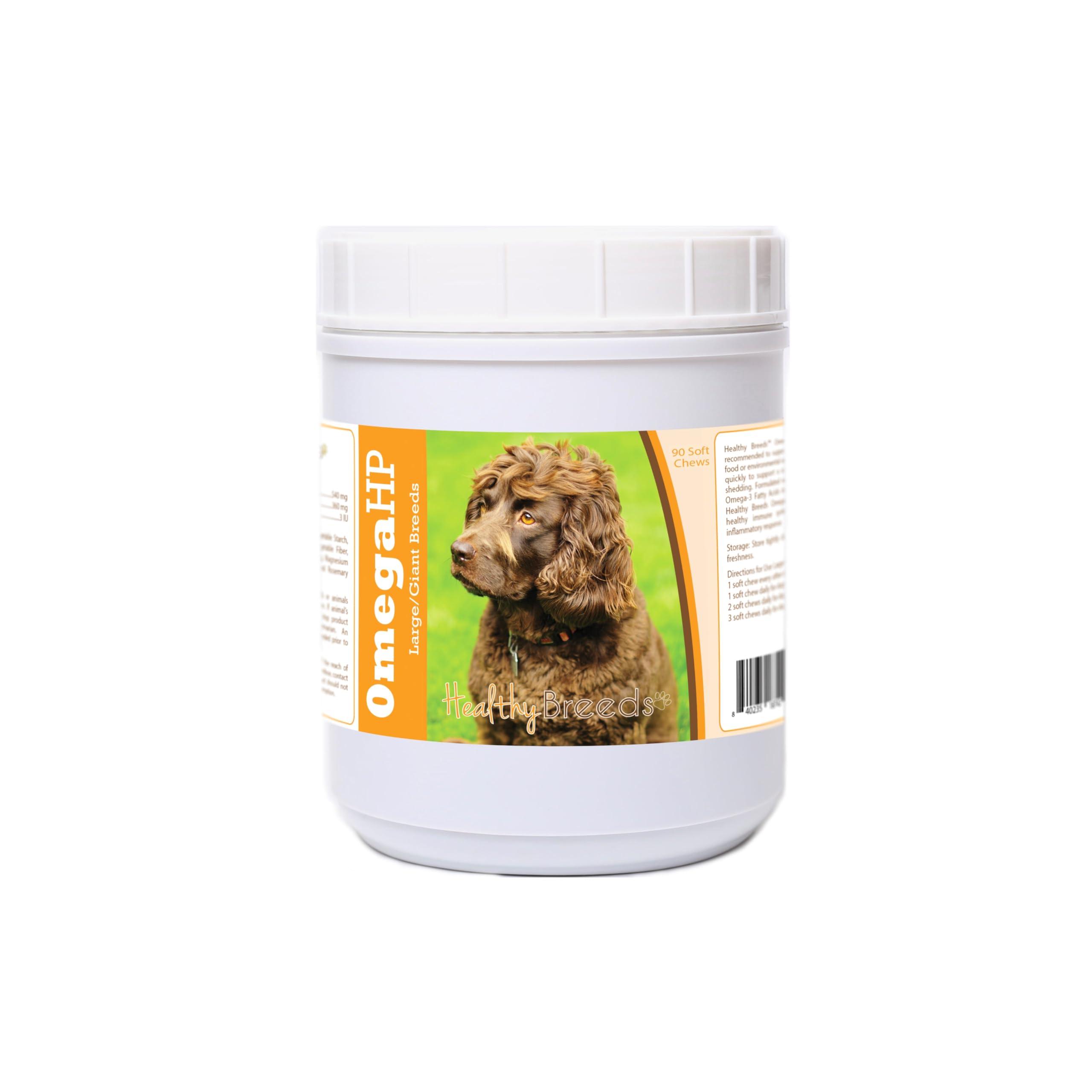 Healthy Breeds Omega HP Soft Chews emballage, soutien peau et pelage sain