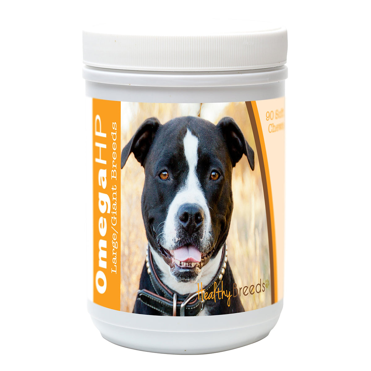 Healthy Breeds Omega HP flacon de friandises pour pelage lisse et peau saine.
