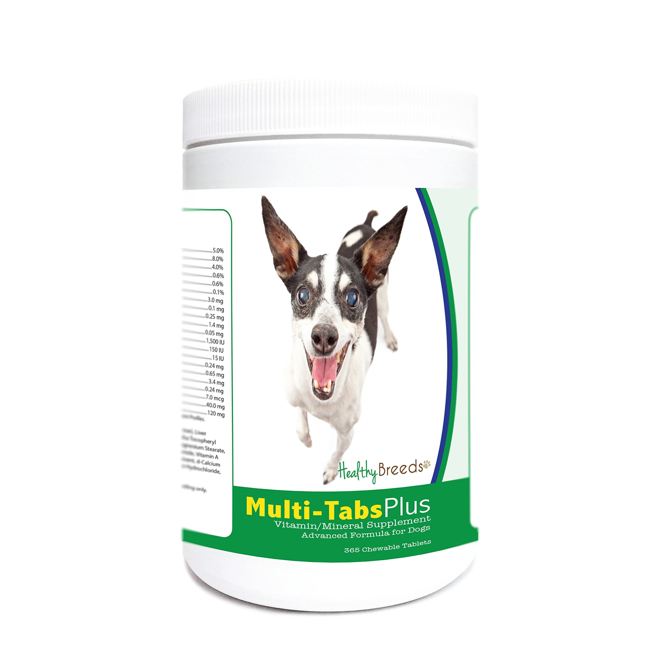 Healthy Breeds Rat Terrier Multi-Tabs Plus, comprimé goût foie, soutient peau et pelage sains.