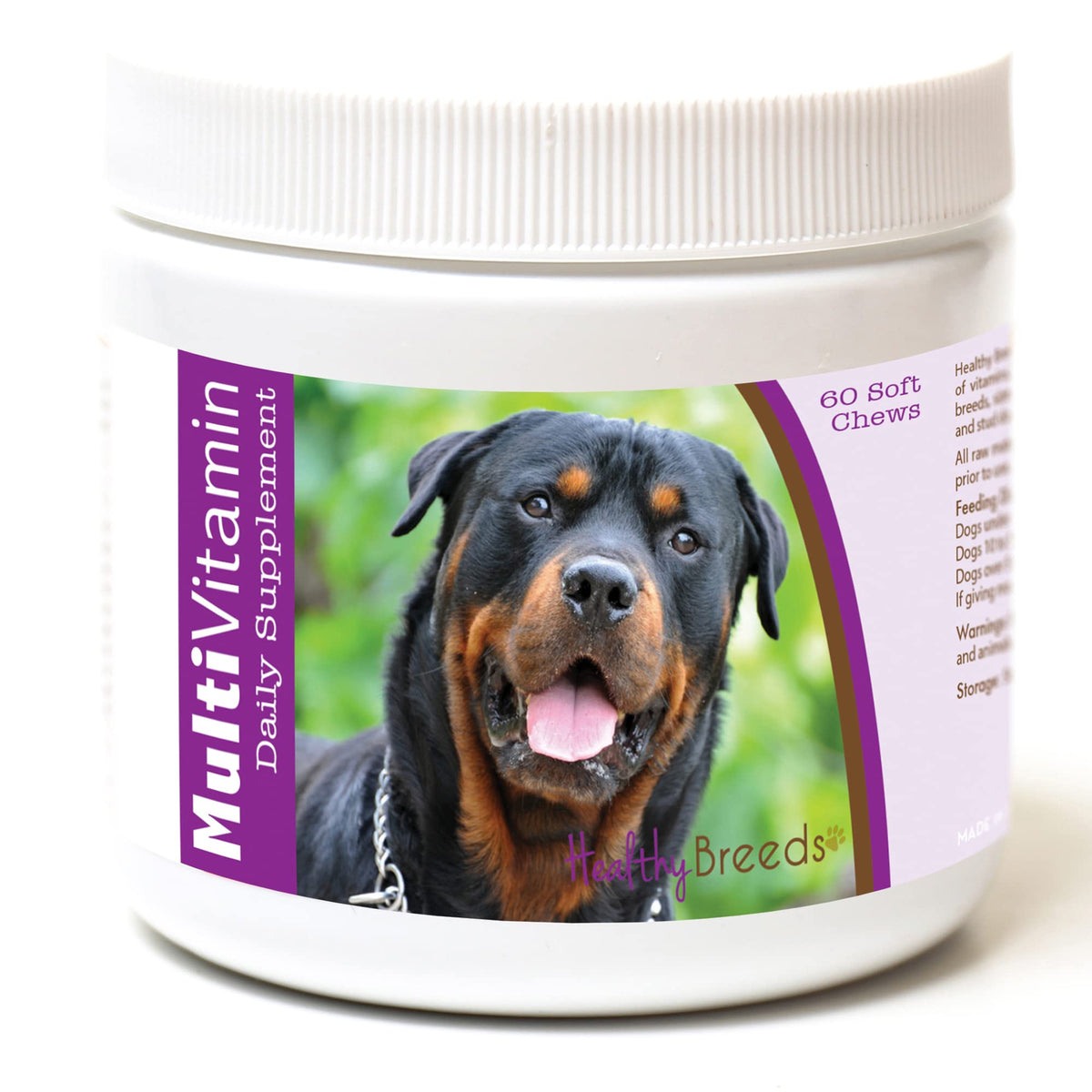 Healthy Breeds Rottweiler multivitamines friandises molles en bouteille, utilisation quotidienne
