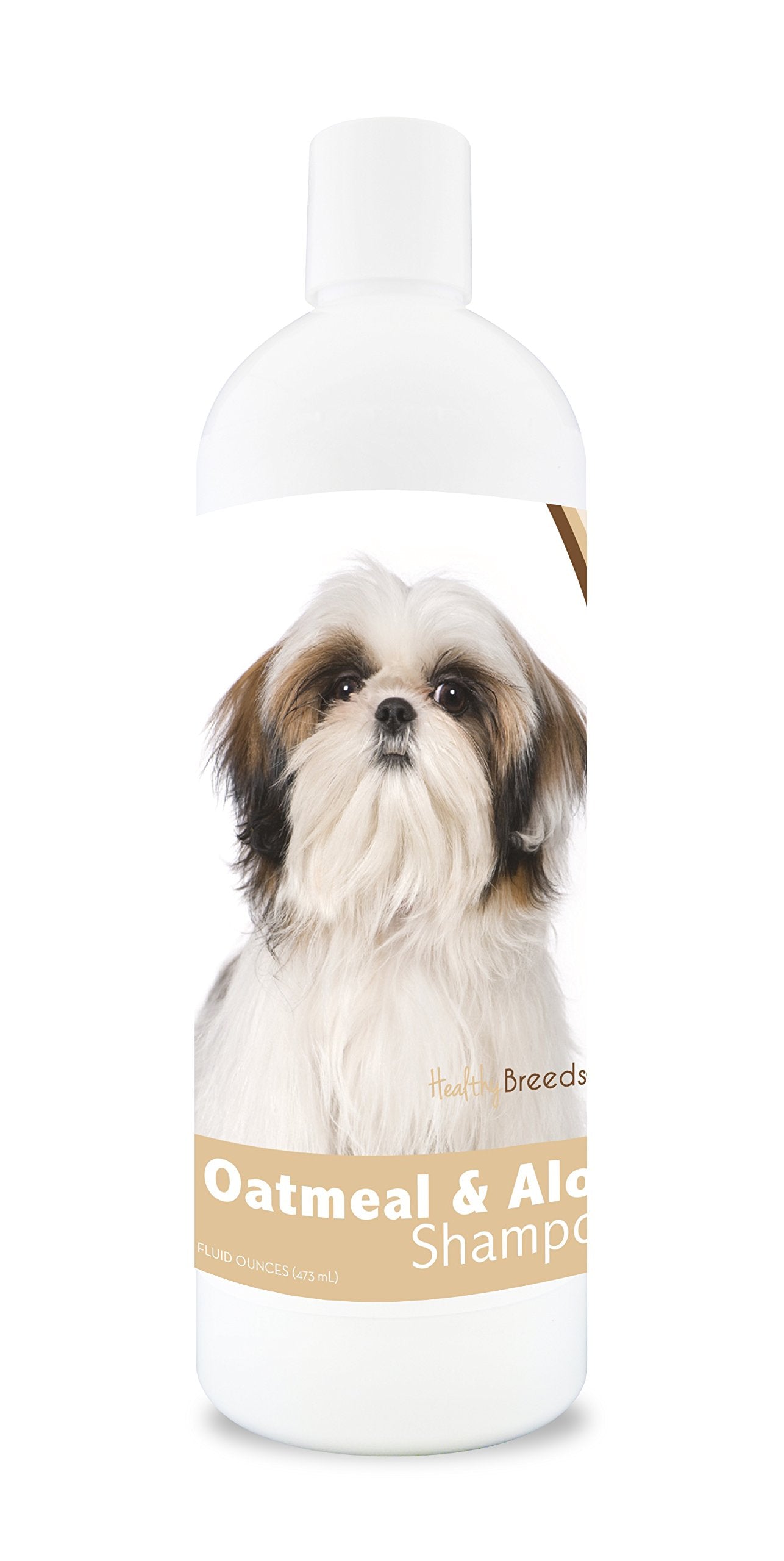 Healthy Breeds Shih Tzu Shampoing avoine Aloe – Bouteille 16 oz, nettoie et apaise le pelage.