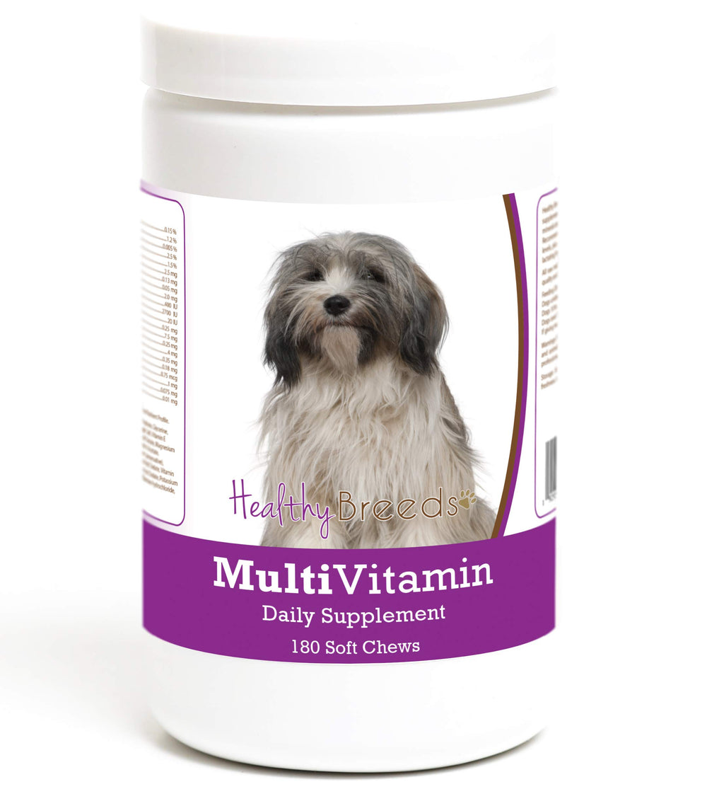 Healthy Breeds Tibetan Terrier Multivitamin Soft Chew en bouteille pratique pour usage quotidien.