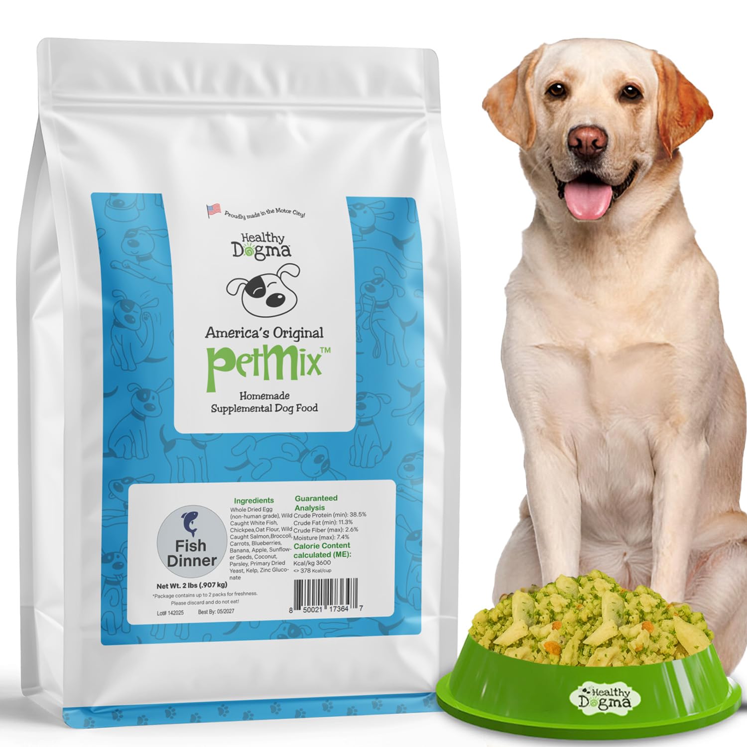 Healthy Dogma PetMix Dîner Saumon Alaska: repas protéiné riche et savoureux pour chiens actifs.