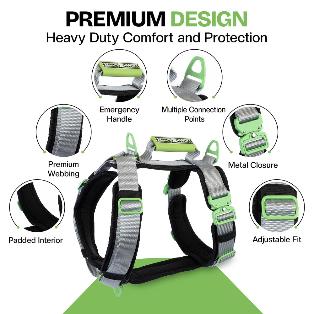 Healthy Harness illustre l'ouverture facile pour enfiler rapidement votre chien.