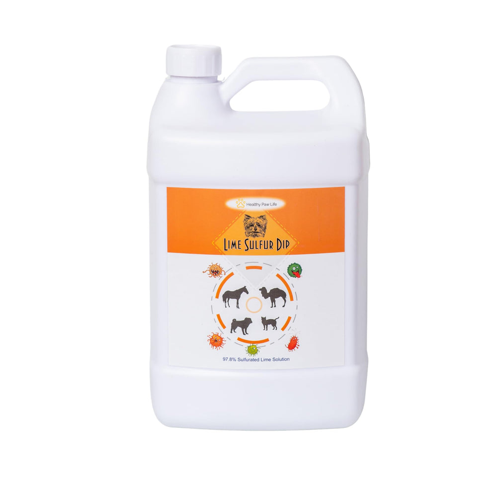 Healthy Paw Life Dip au soufre lime – bouteille prête pour le soin cutané.