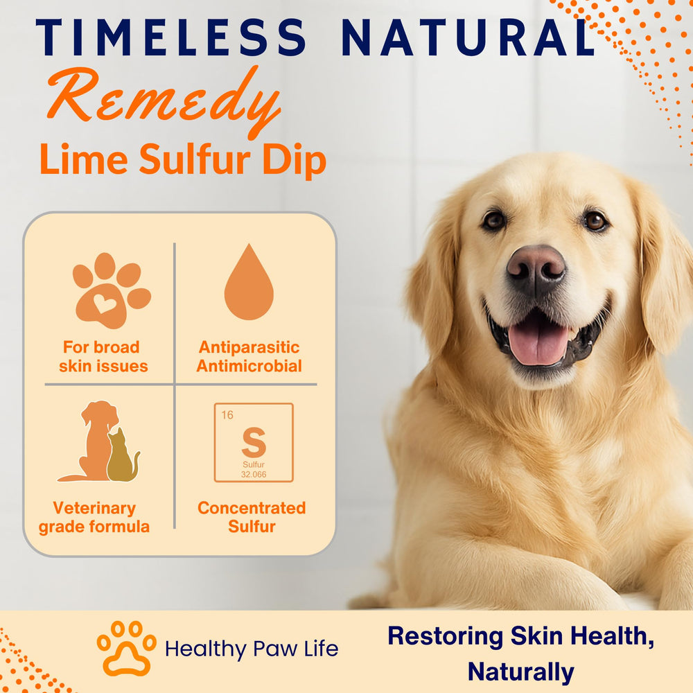 Healthy Paw Life Dip au soufre lime – usage dans l’eau pour soins à domicile.