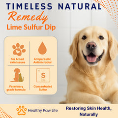 Healthy Paw Life Dip au soufre lime – usage dans l’eau pour soins à domicile.