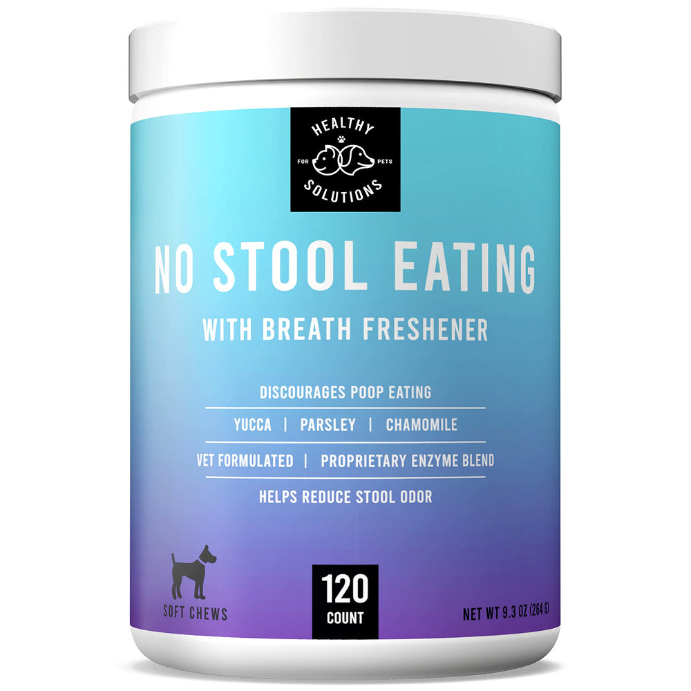 Emballage Healthy Solutions For Pets des gommes anti-coprophagie pour chiens prêt à l’emploi.