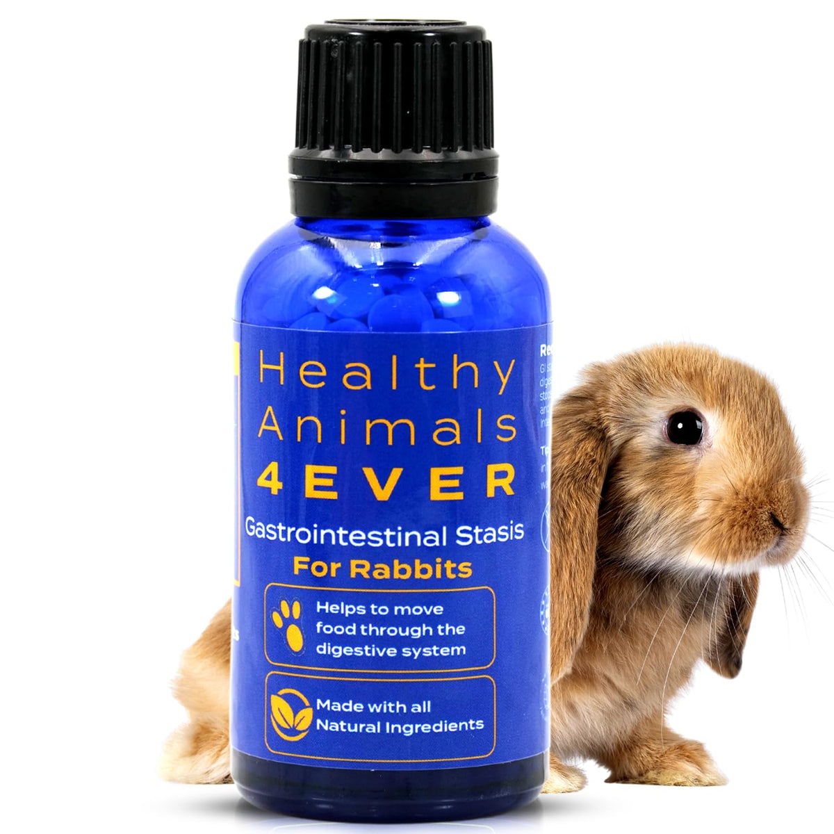 HealthyAnimals4Ever lapin-bouteille-comprimes: comprimés digestifs naturels pour un soutien quotidien.