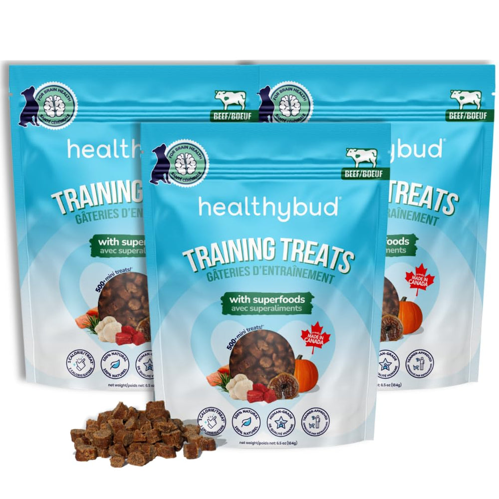 healthybud mini-croquettes entrainement chien en boite, récompense savoureuse et pratique.