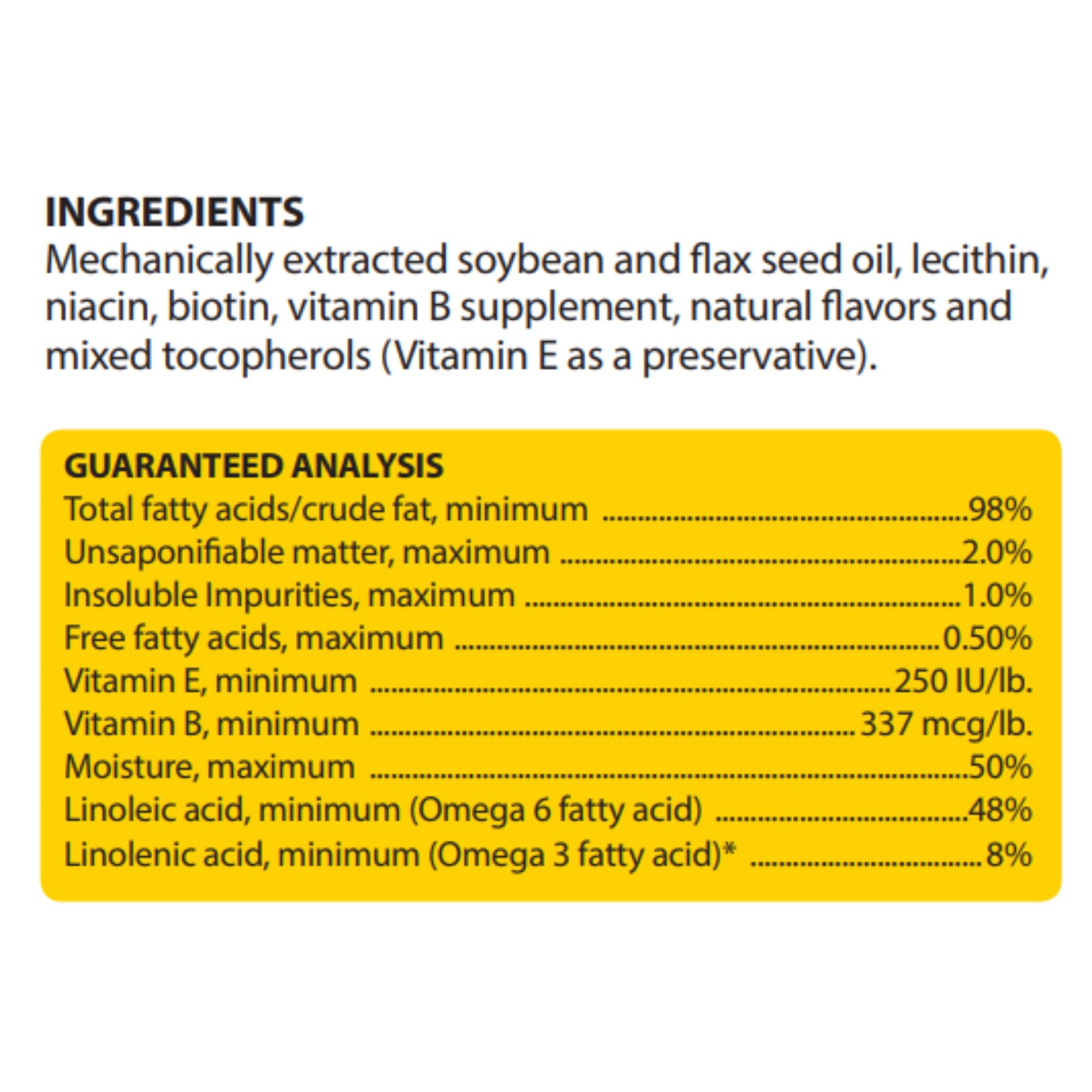 HealthyCoat: étiquette de la bouteille montrant les bénéfices peau et poil.