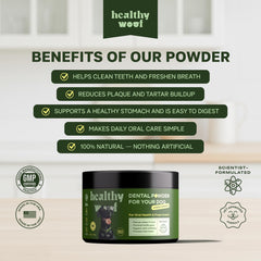 Doseur Healthy Woof pour poudre dentaire chien, mesure précise et réduction du gaspillage.