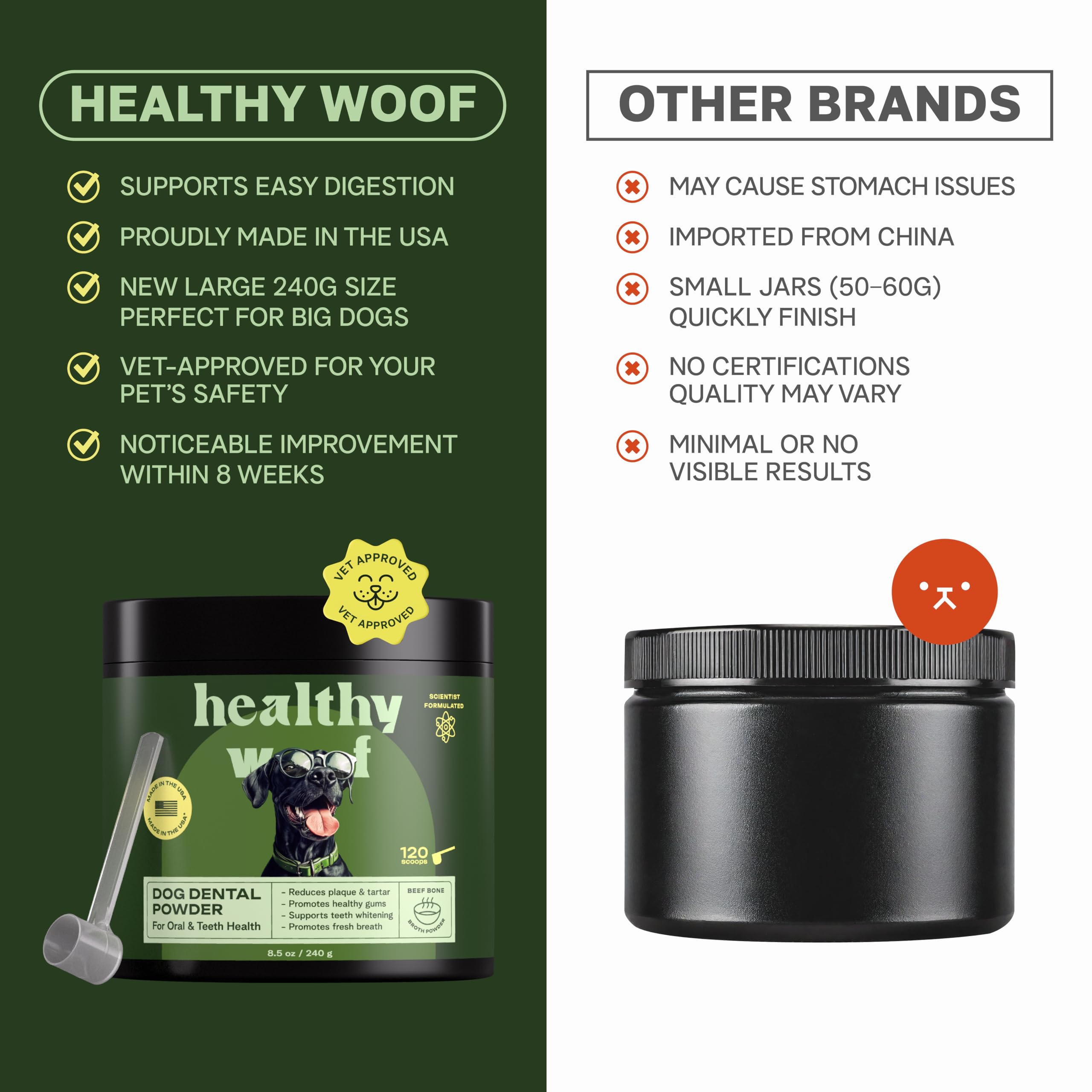 Réhydratation de la poudre Healthy Woof pour obtenir un bouillon appétant.