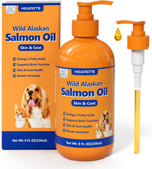 HEAPETS huile saumon alaskien sauvage en bouteille pompe pour chiens et chats